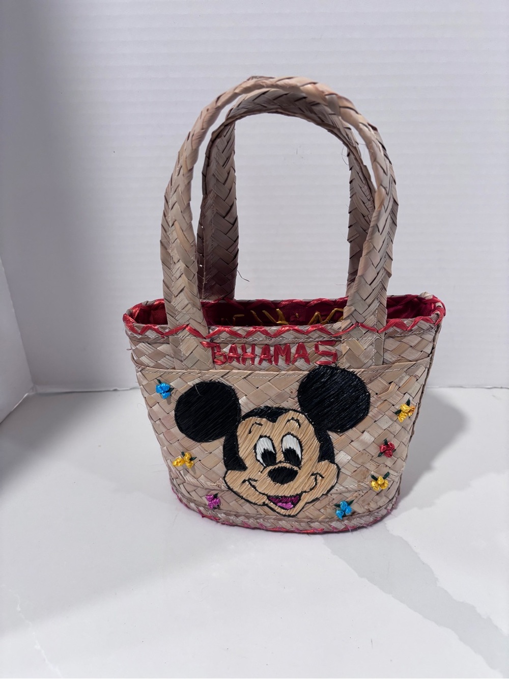 Vintage Disney Mickey Straw Tote Bag - Bahamas